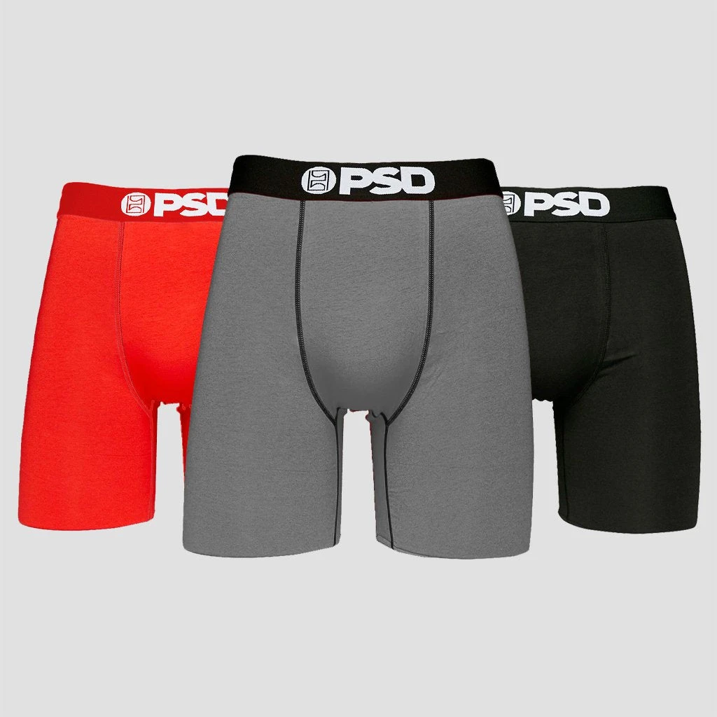 PSD Underwear 7" Cotton 3-Pack - Red/Grey/Black CORE BASICS PSD Underwear 7" Cotton 3-Pack - Red/Grey/Black CORE BASICS