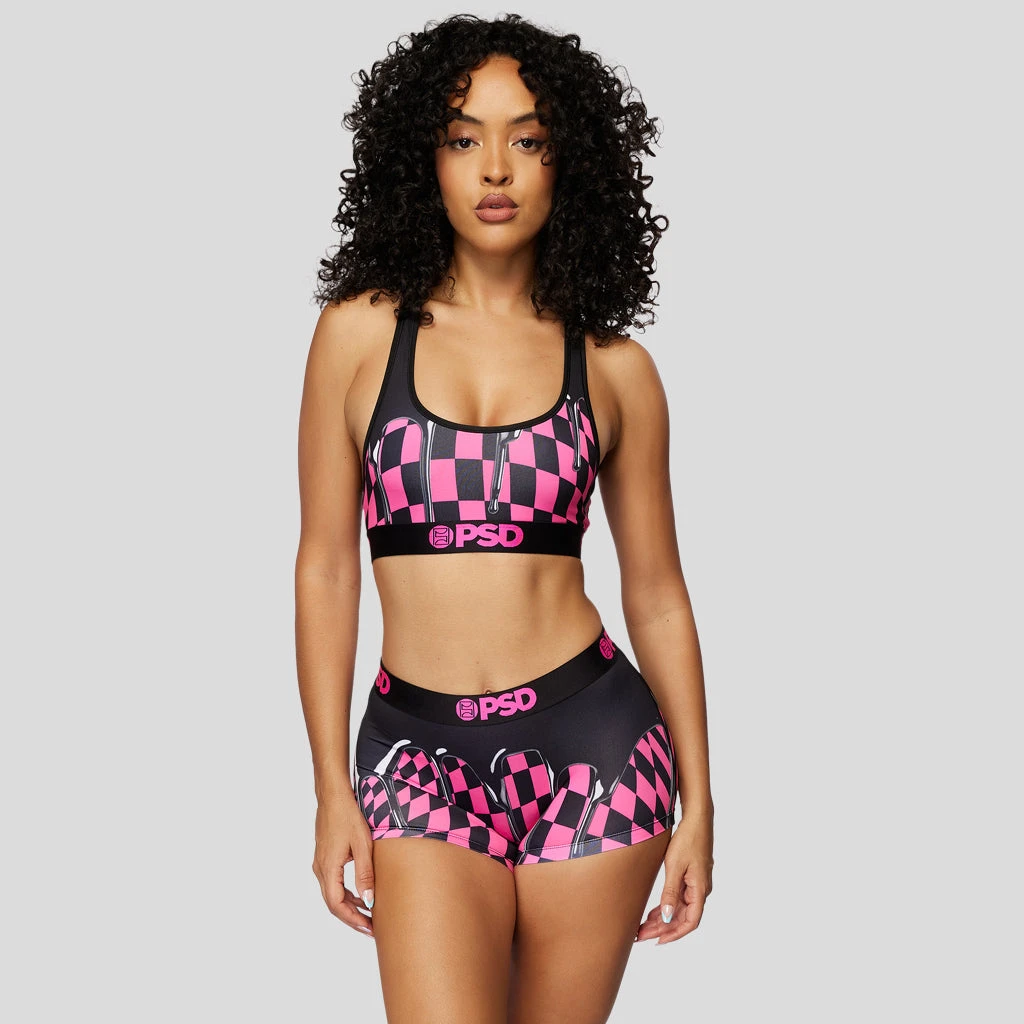 PSD Underwear Neon Pink Drip Check Boy Short 1 PSD Underwear Neon Pink Drip Check Boy Short
