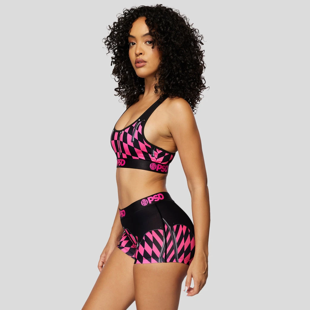PSD Underwear Neon Pink Drip Check Boy Short 2 PSD Underwear Neon Pink Drip Check Boy Short