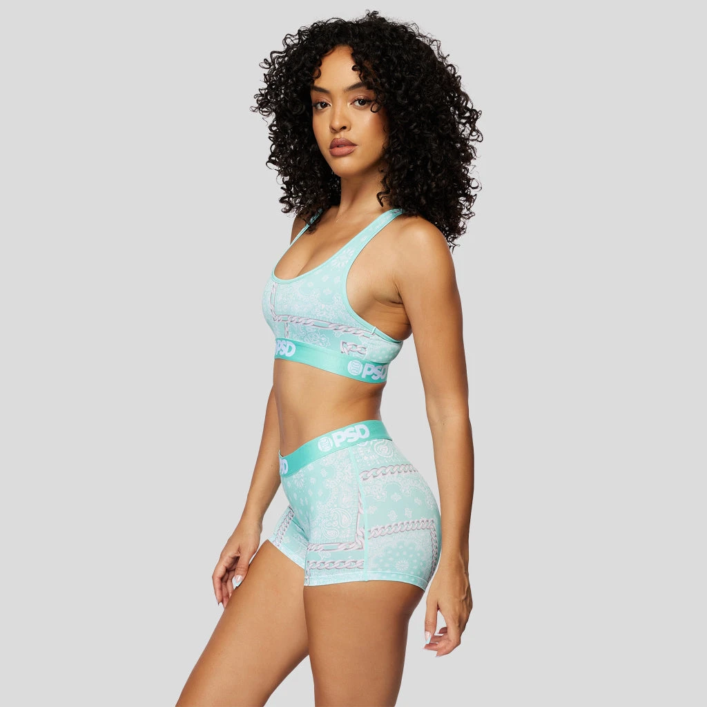 PSD Underwear Rich Bandana Teal Sports Bra 2 PSD Underwear Rich Bandana Teal Sports Bra