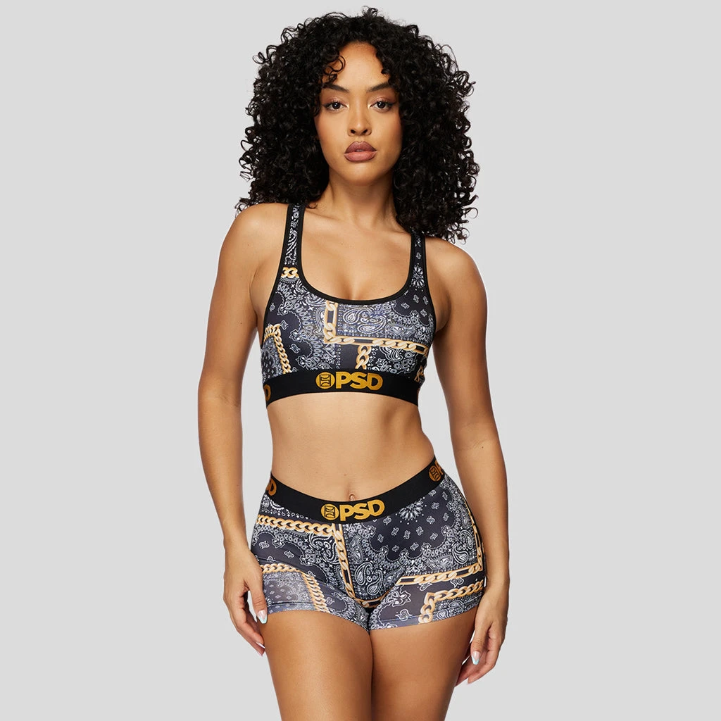 PSD Underwear Rich Bandana Black Sports Bra 1 PSD Underwear Rich Bandana Black Sports Bra