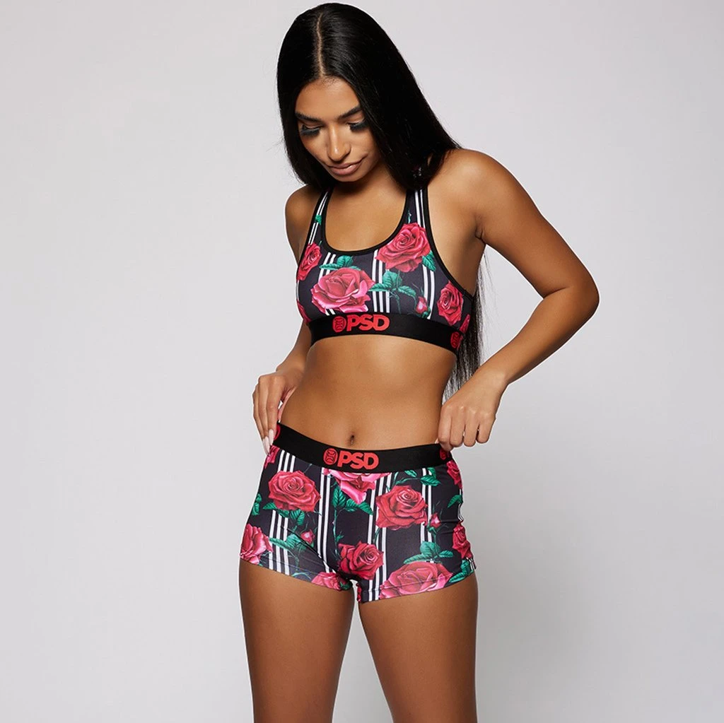 PSD Underwear Pin Stripe Roses Boy Short 2 PSD Underwear Pin Stripe Roses Boy Short