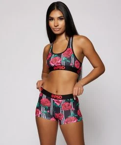 PSD Underwear Pin Stripe Roses Sports Bra