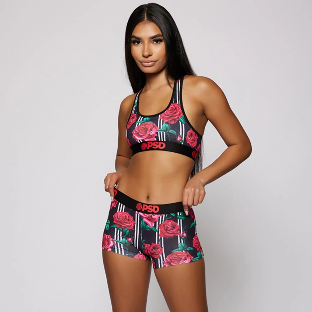PSD Underwear Pin Stripe Roses Sports Bra 1 PSD Underwear Pin Stripe Roses Sports Bra