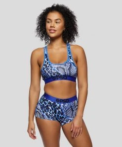 PSD Underwear Spliced Skins Blue Sports Bra