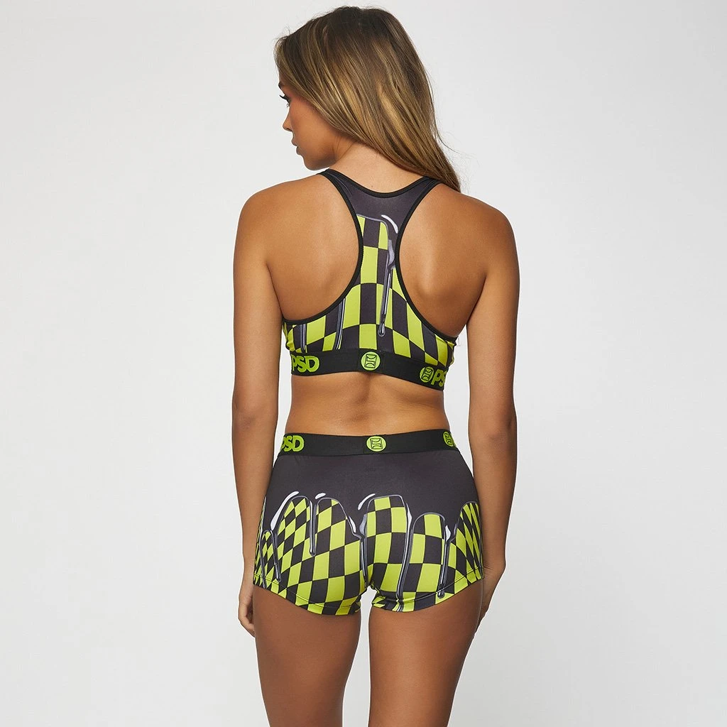 PSD Underwear Neon Drip Check Sports Bra 3 PSD Underwear Neon Drip Check Sports Bra