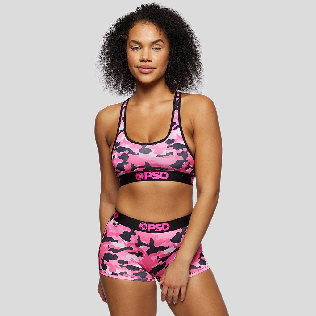 PSD Underwear Pink Camo Sports Bra PSD Underwear Pink Camo Sports Bra